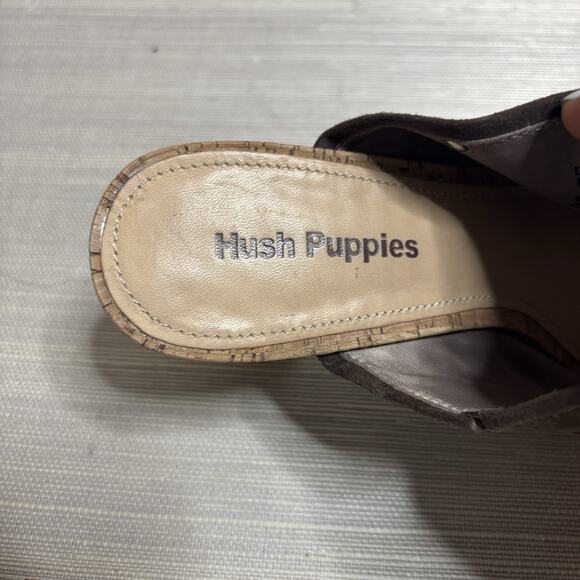Hush Puppies Womens Multi Brown Suede Mule Shoe Sandal Heels Retro Casual SZ 10 - Picture 5 of 7
